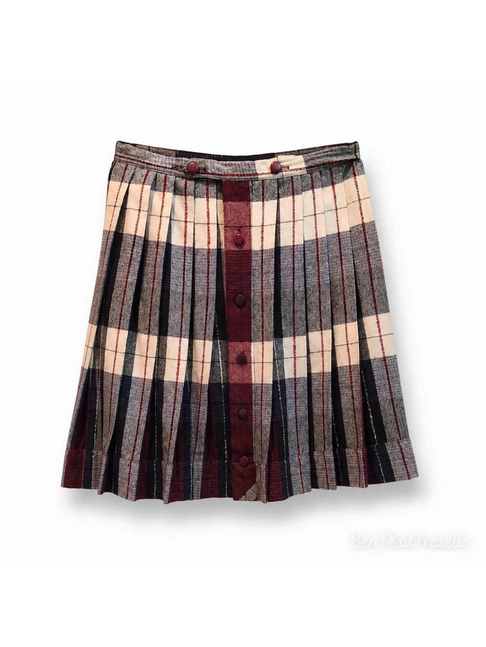 Vintage Reversible Plaid Pleated Schoolgirl Skirt Century Boston XS 26" Waist